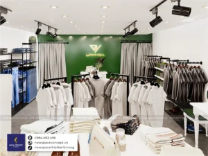 Cửa hàng thời trang nam Darnel có diện tích 40m2, chủ cửa hàng yêu cầu New Space Concept thiết kế tối ưu diện tích cho không gian trưng bày.