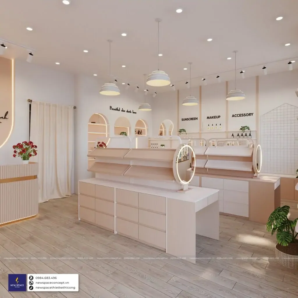 8 bước để thiết kế shop mỹ phẩm đẹp hút khách hàng 3 Thiết kế hoàn hảo cho Shop Mỹ Phẩm Nguyễn Thùy Linh Cosmetic