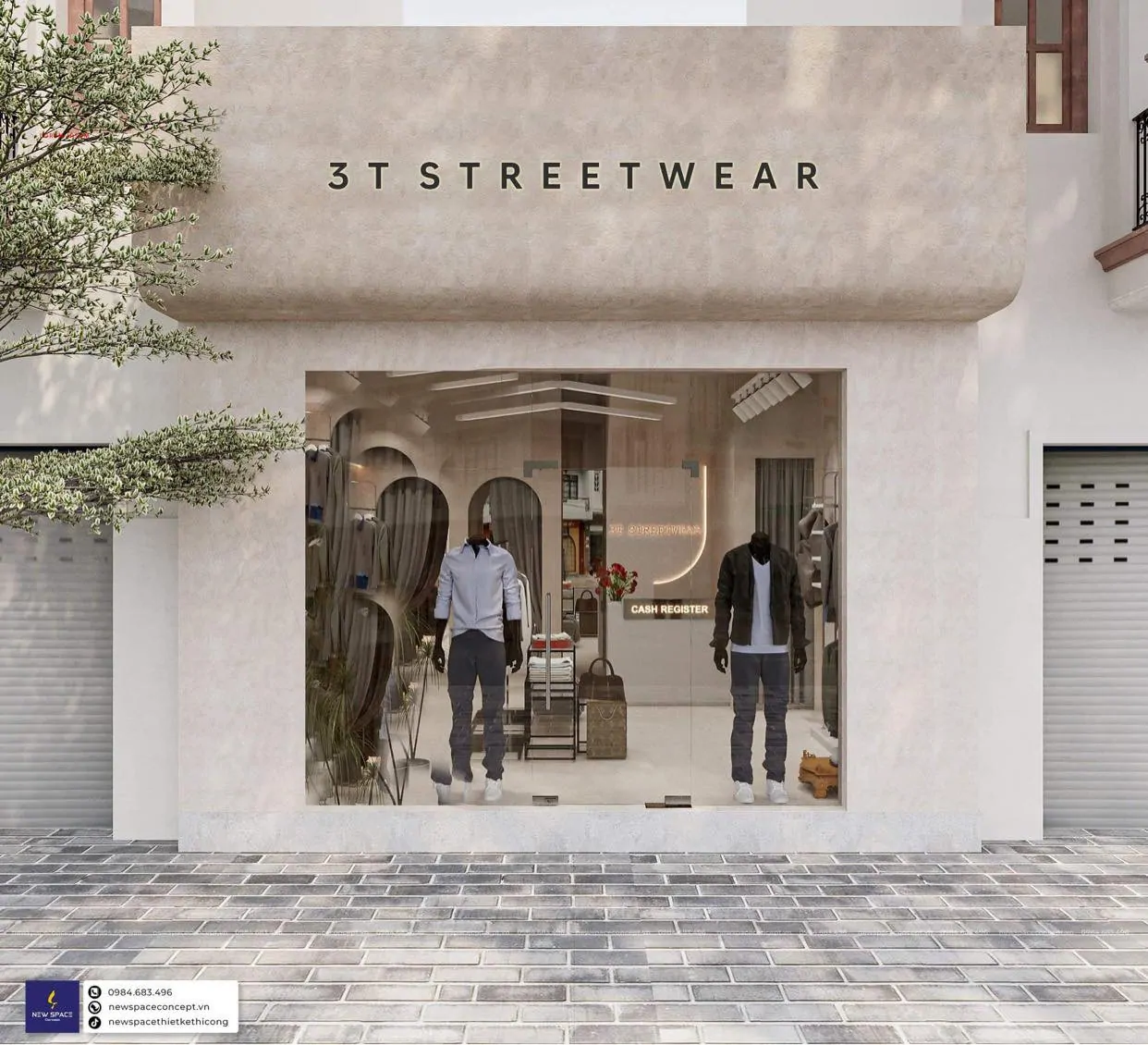 KTS của New Space Concept bắt tay vào thiết kế nội thất cho shop thời trang 3T Streetwear với mong muốn mang tới cho chủ shop và khách hàng khu vực Đống Đa ...