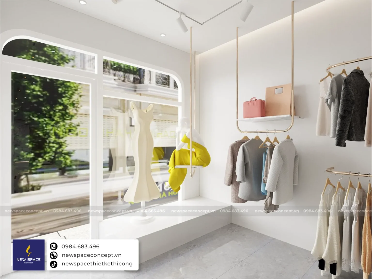 Chúng tôi tối ưu diện tích cho shop thời trang HT bằng cách sử dụng các giải pháp thông minh để tạo ra một không gian rộng rãi và thoáng đãng