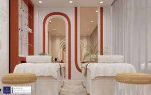 New Space Concept thiết kế Spa Cent – Beauty Corner theo lối không gian mở, sáng và thoáng đãng, kết hợp với các tông màu đỏ và trắng sáng tạo cảm giác sang...