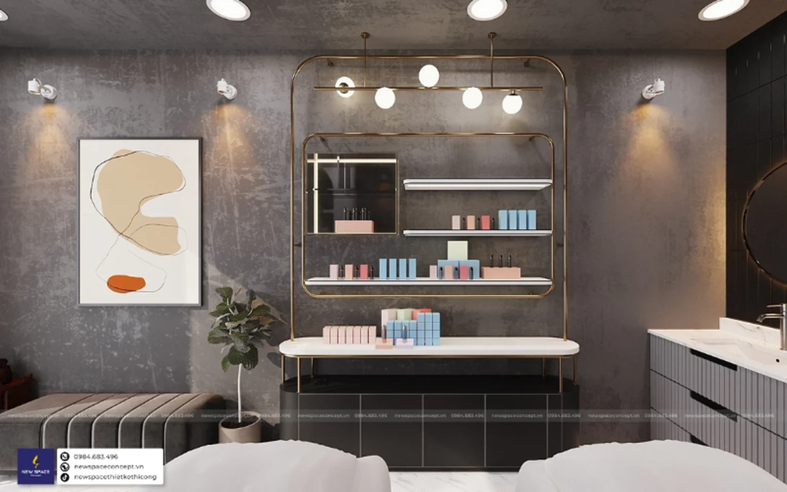 Thiết Kế Nội Thất Spa & Nails Sen Shine - Màu Đồng Sang Trọng