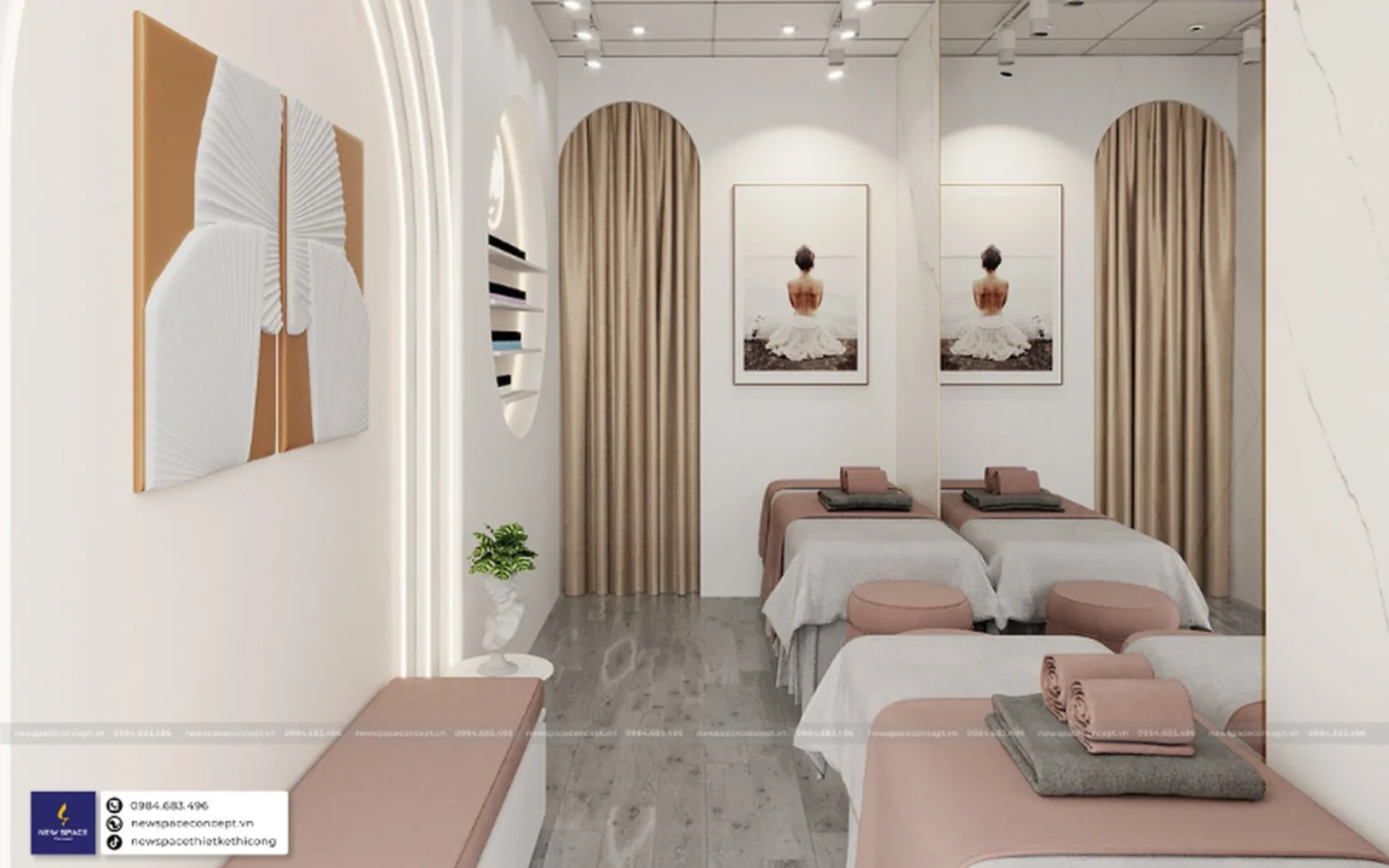 Thiết Kế Nội Thất Tiệm Nails Alya Beauty - Hồng Phấn Tinh Xảo
