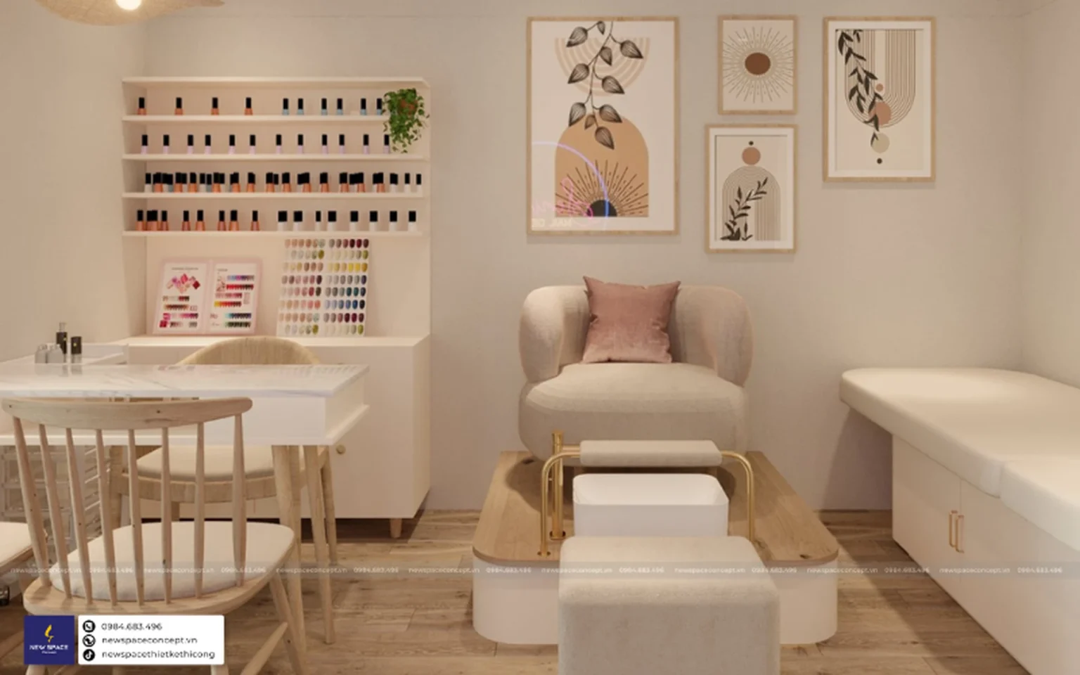 Với diện tích khá nhỏ 35m2, tiệm Nails Sami được chúng tôi thiết kế theo phong cách hiện đại, tối ưu không gian nhưng vẫn thể hiện được sự tinh tế, nữ tính...