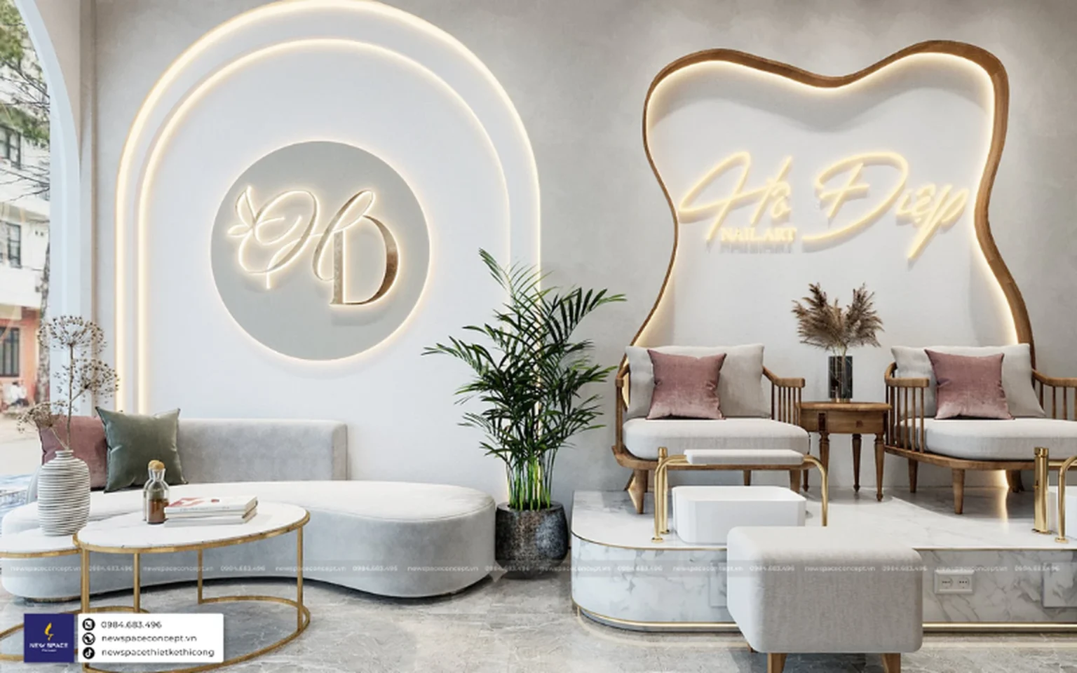 Thiết Kế Tiệm Nails Hồ Điệp - Mộc Mạc, Sang Trọng