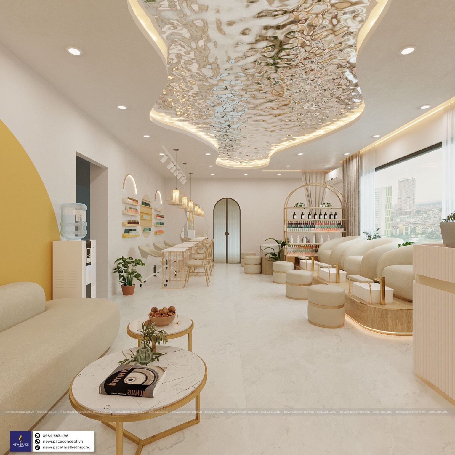 Thiết kế salon tóc kết hợp Nail & Spa
