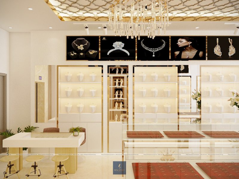 10+ Bí Kíp Thiết Kế Nội Thất Cửa Hàng Trang Sức Nhỏ Cuốn Hút 5 showroom vang bac 4 e1696549639810