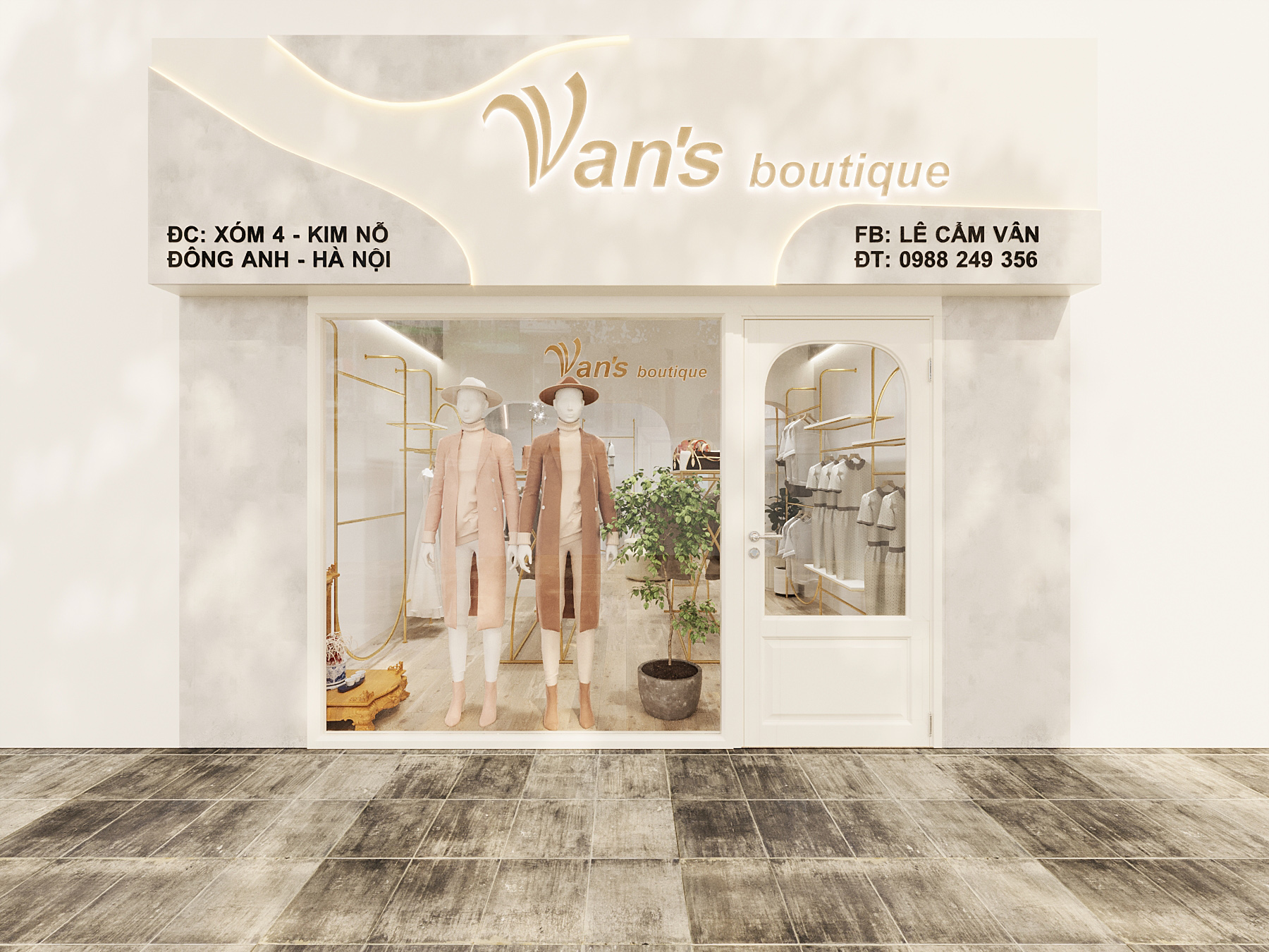 Ý tưởng thiết kế thi công shop tại Hà Nam theo xu hướng hiện đại 6 Thiết kế bảng hiệu quảng cáo