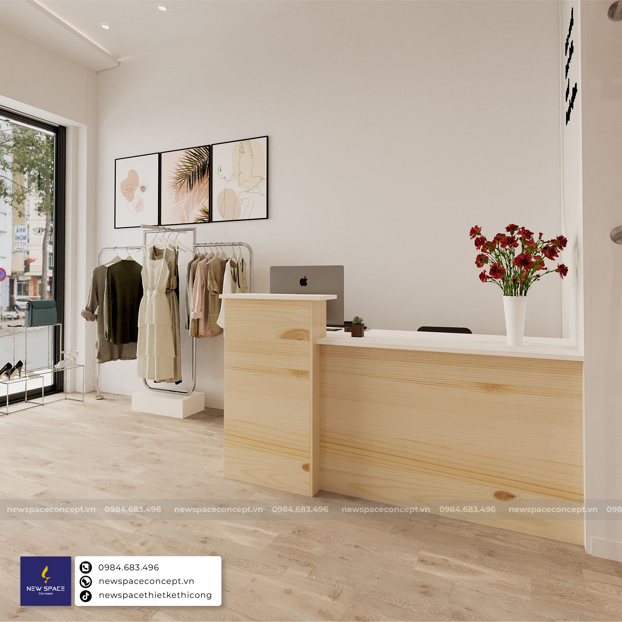 Ý tưởng thiết kế thi công shop tại Hà Nam theo xu hướng hiện đại 9 Thiết kế thi công quầy thu ngân