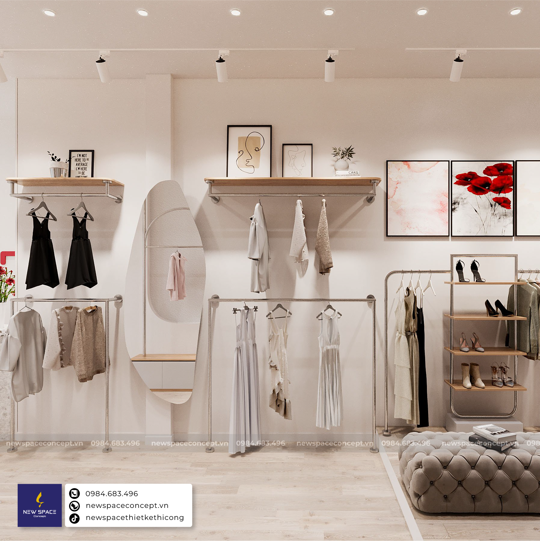 Tìm hiểu đơn vị thiết kế thi công shop Hà Nội giá rẻ trọn gói từ A - Z 3 Dịch vụ thiết kế thi công shop Hà Nội tại New Space Concept