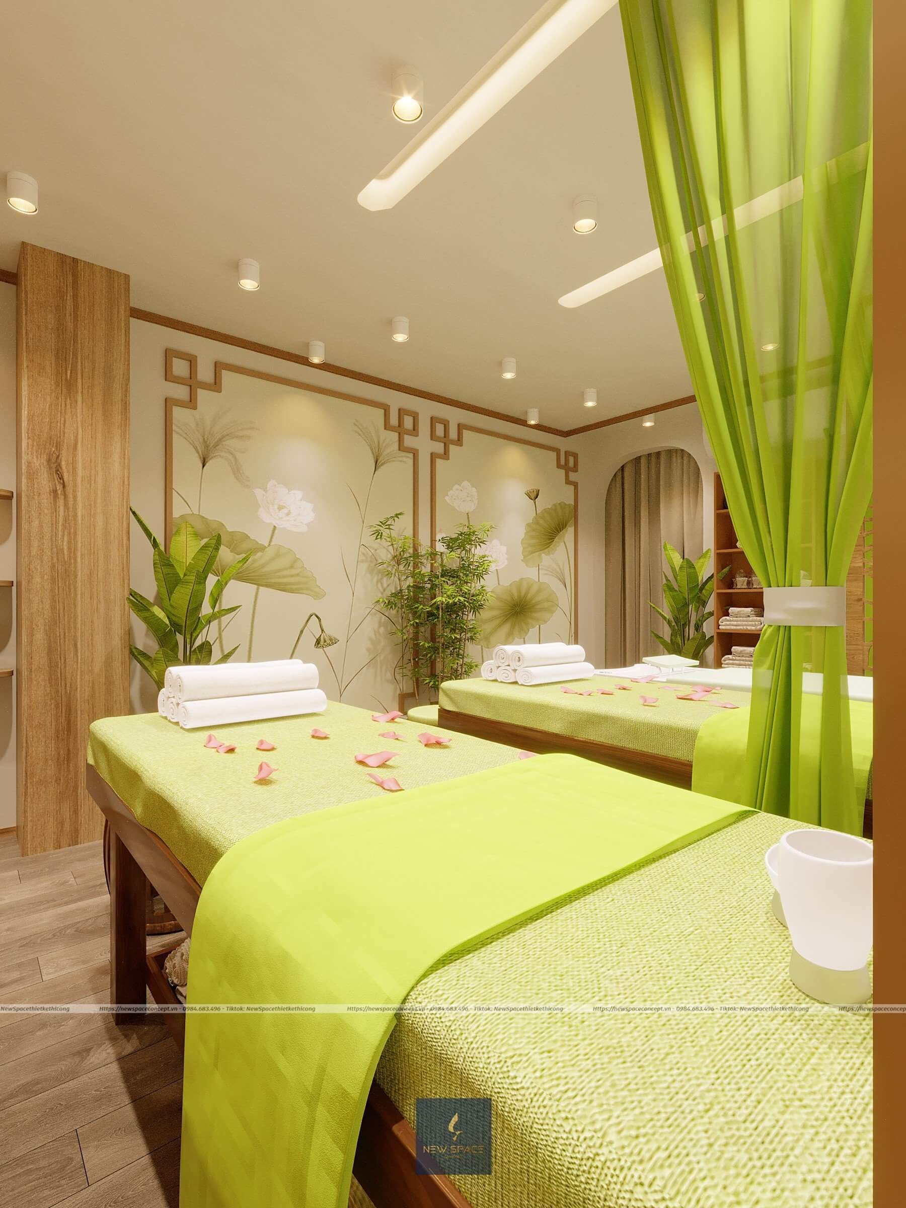 Thiết kế tiệm spa theo tone màu chủ đạo