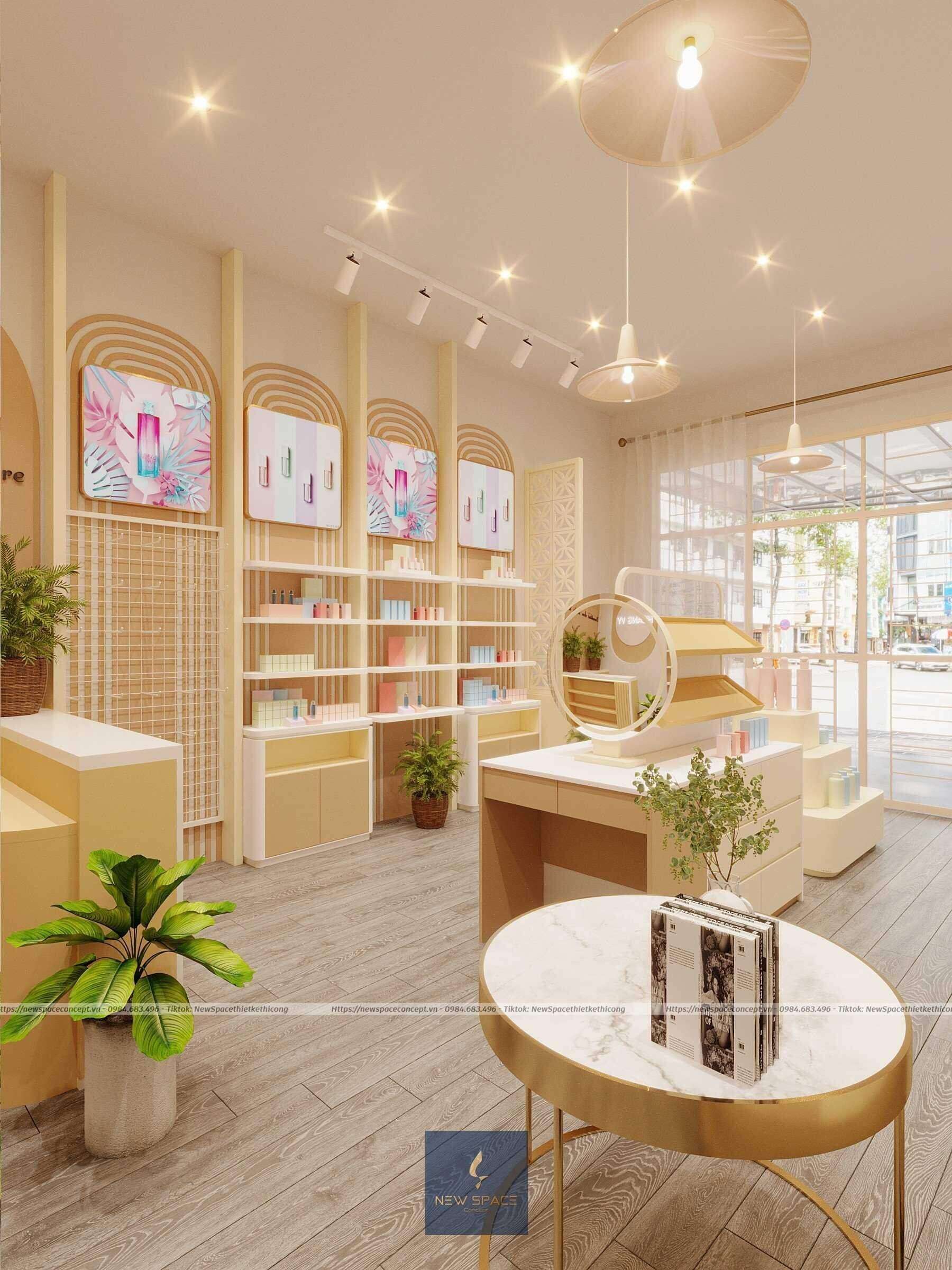 Thiết kế shop mỹ phẩm đẹp tại Hà Nội không gian sang trọng và ấn tượng 9 Hình ảnh thiết kế shop mỹ phẩm được thực hiện