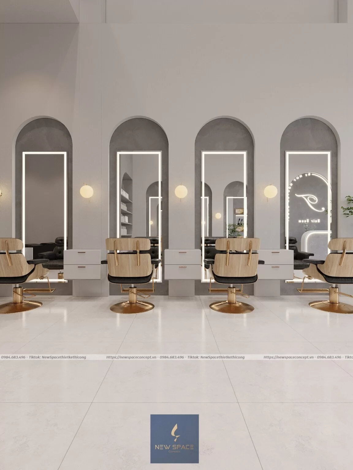 Những lưu ý quan trọng trong thiết kế thi công salon tóc Hà Nội 3 Phân chia không gian theo các công đoạn khác nhau