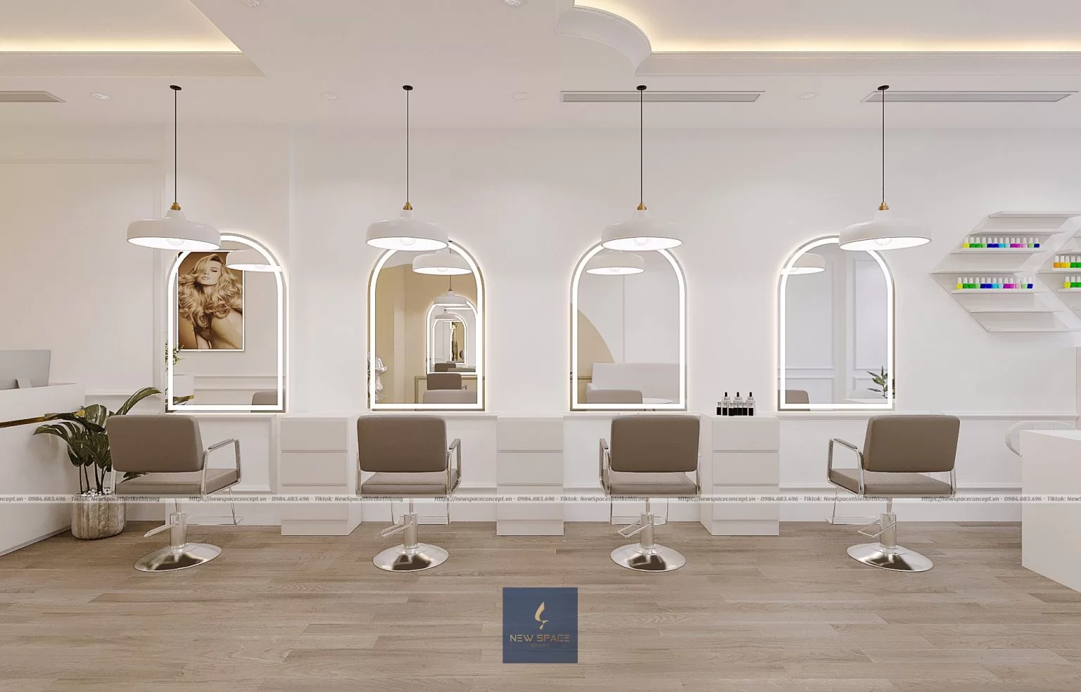 Những lưu ý quan trọng trong thiết kế thi công salon tóc Hà Nội 5 Chọn vật liệu nội thất phù hợp