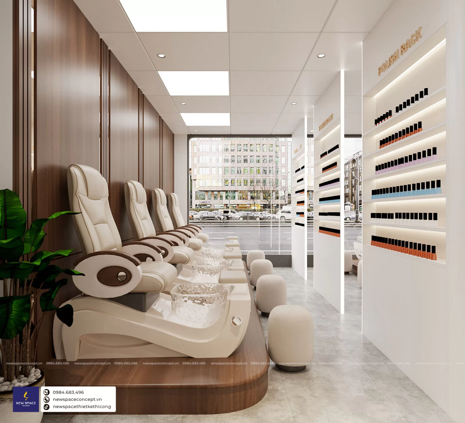 Bật mí cách thiết kế tiệm Nail Hà Nội theo phong thủy 2 Thiết kế tiệm nail cho người mệnh Thủy
