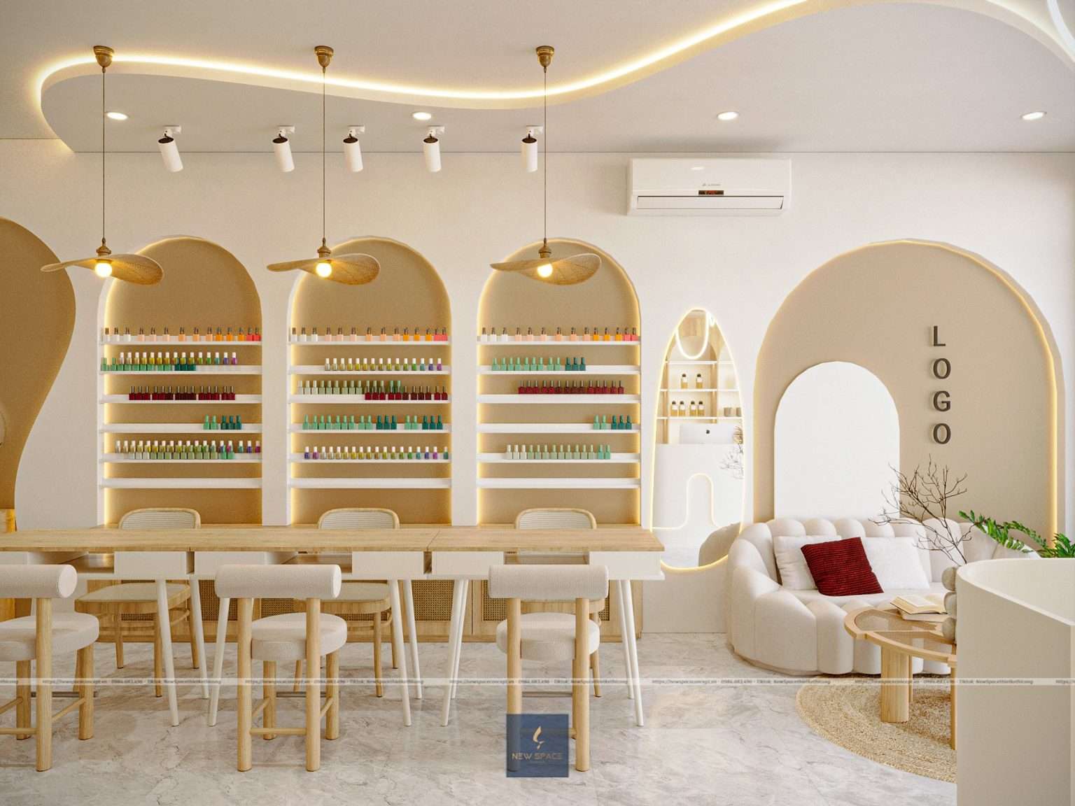 Bật mí cách thiết kế tiệm Nail Hà Nội theo phong thủy 4 Thiết kế tiệm nail cho người mệnh Hỏa