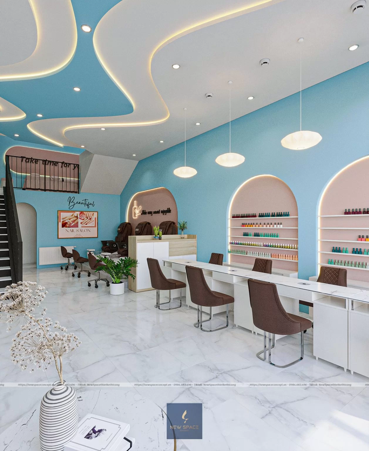 Bật mí cách thiết kế tiệm Nail Hà Nội theo phong thủy 3 Thiết kế tiệm nail cho người mệnh Mộc