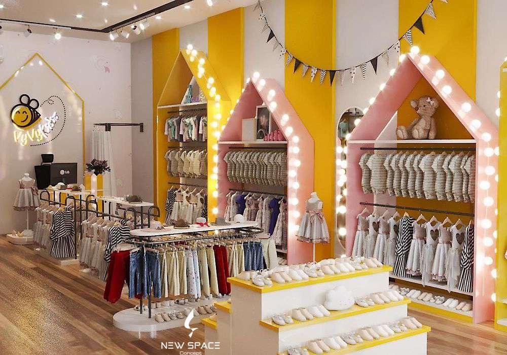Nguyên tắc vàng trong thiết kế shop quần áo trẻ em Hồ Chí Minh năm 2025 2 Thiết kế shop quần áo trẻ em với không gian vui tươi bắt mắt